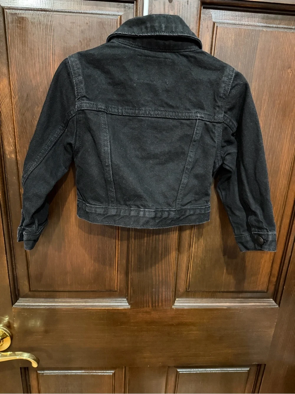 Old Navy Black Denim Jacket with White Daisy Accents